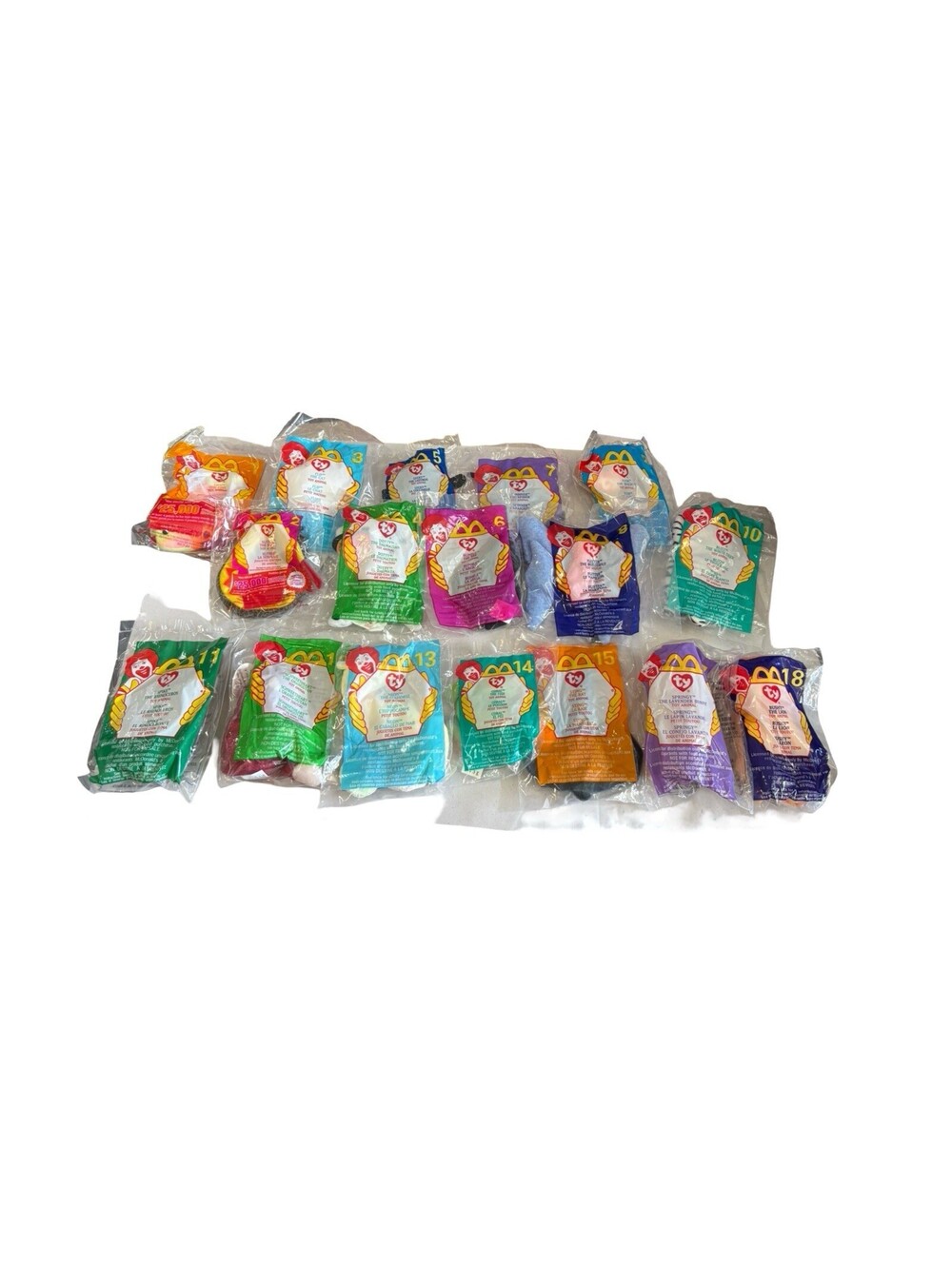 TY Teenie Beanie Babies 1999 McDonalds Happy Meal Toys Complete Set Of 17 Sealed
